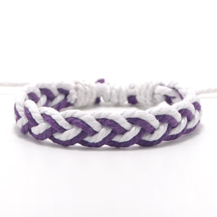 Wholesale Hand Woven Cotton Linen Chevron Bracelet MOQ≥2 JDC-BT-QianY003