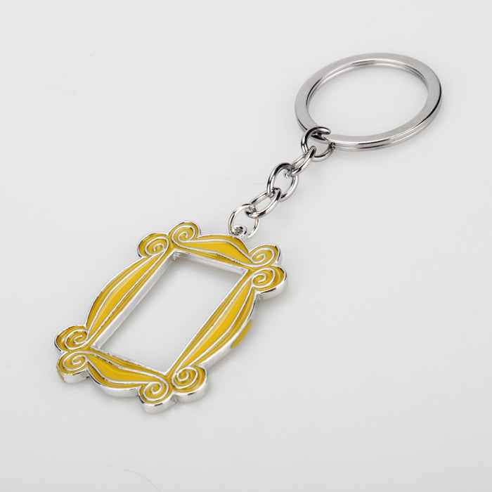 Wholesale Friends Keychain Yellow Commemorative Photo Frame Pendant JDC-KC-GSAJ015