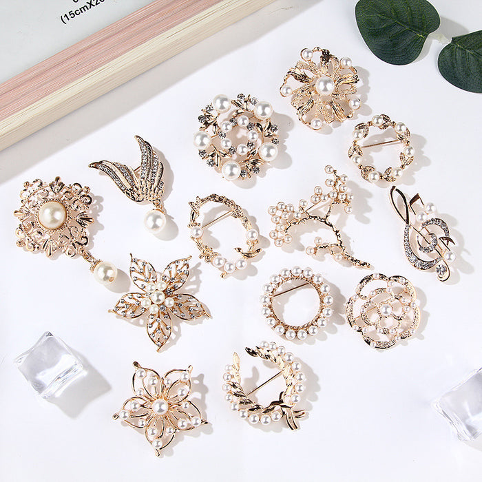 Wholesale Pearl Swan Rhinestone Flower Brooch JDC-BC-LanH002