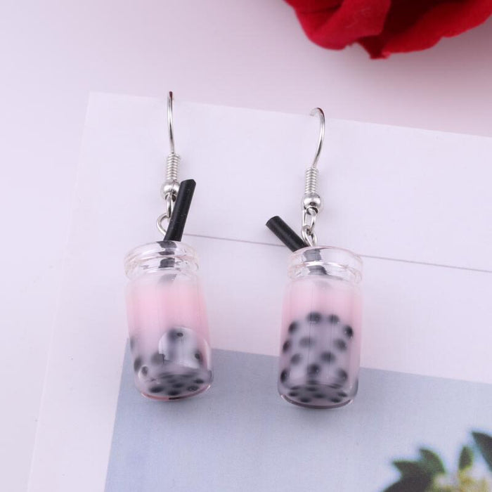 Wholesale purple resin milk tea Earrings JDC-ES-dir008