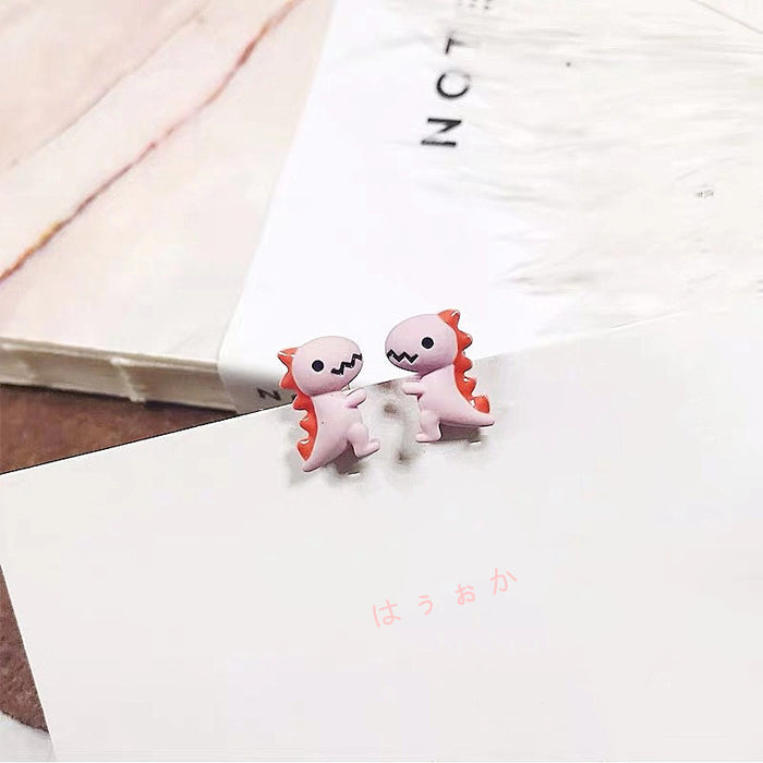 Wholesale Earrings Plastic Cute Little Dinosaur Earrings MOQ≥2 JDC-ES-Shier026