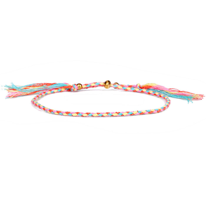 Wholesale hand rubbing bracelet Tibetan cotton rope copper beads tassel bracelet adjustable MOQ≥3 JDC-BT-QiuX014