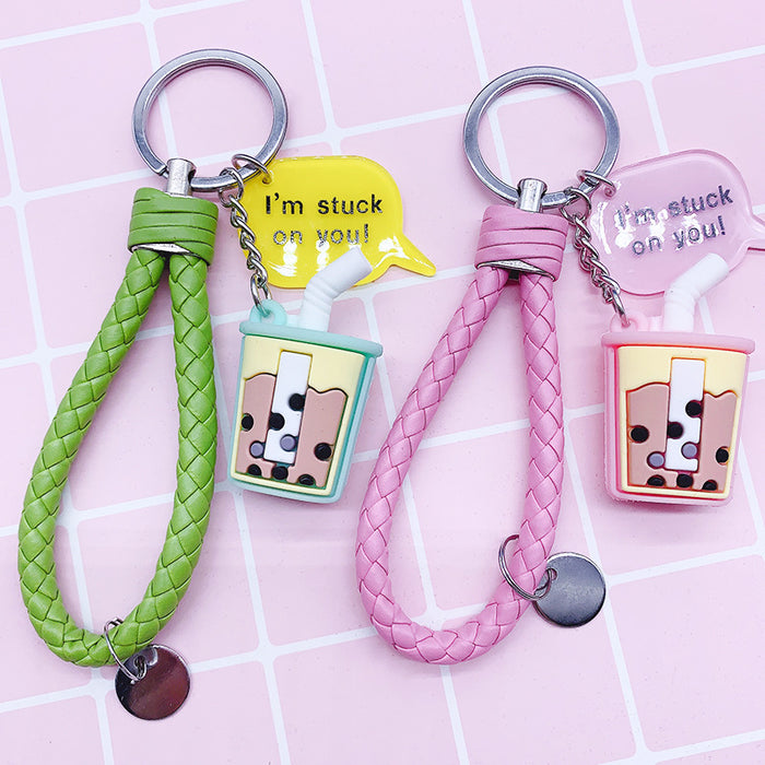 Wholesale Milk Tea Coffee Silicone Keychain JDC-KC-ZeLu001