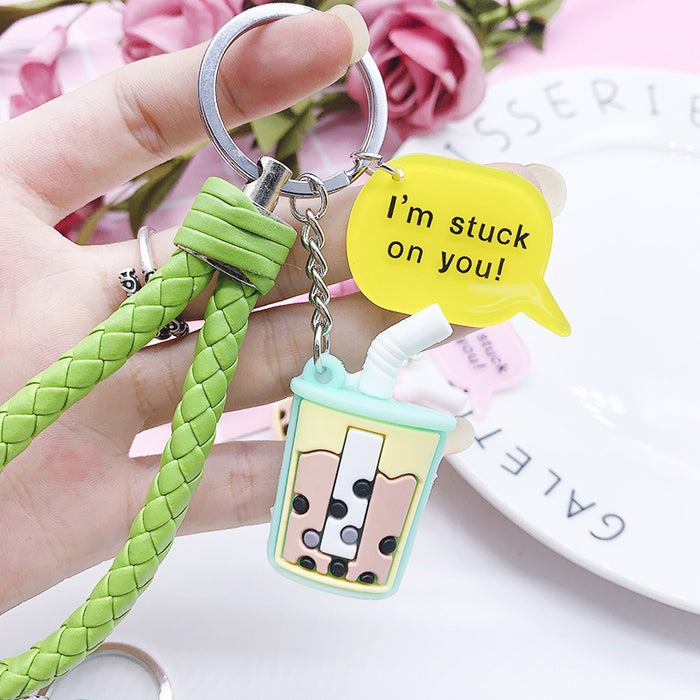 Wholesale Milk Tea Coffee Silicone Keychain JDC-KC-ZeLu001