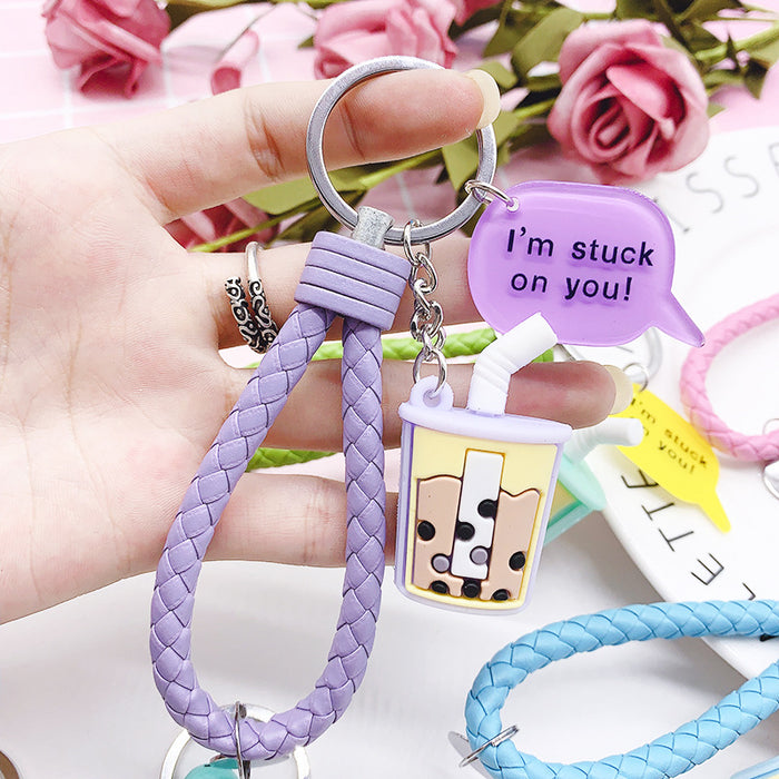 Wholesale Milk Tea Coffee Silicone Keychain JDC-KC-ZeLu001