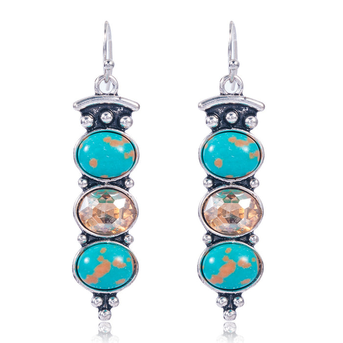 Jewelry WholesaleWholesale vintage betel crystal long turquoise earrings JDC-ES-saip043 Earrings 赛蒲 %variant_option1% %variant_option2% %variant_option3%  Factory Price JoyasDeChina Joyas De China