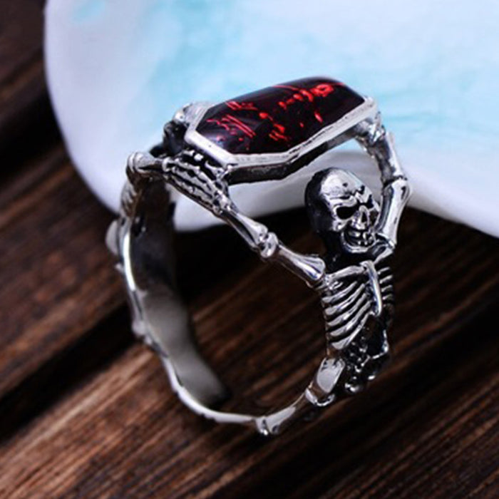 Wholesale Vintage Thai Silver Vampire Bat Skull Ring JDC-RS-ChenR058