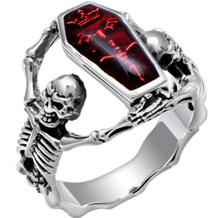 Wholesale Vintage Thai Silver Vampire Bat Skull Ring JDC-RS-ChenR058