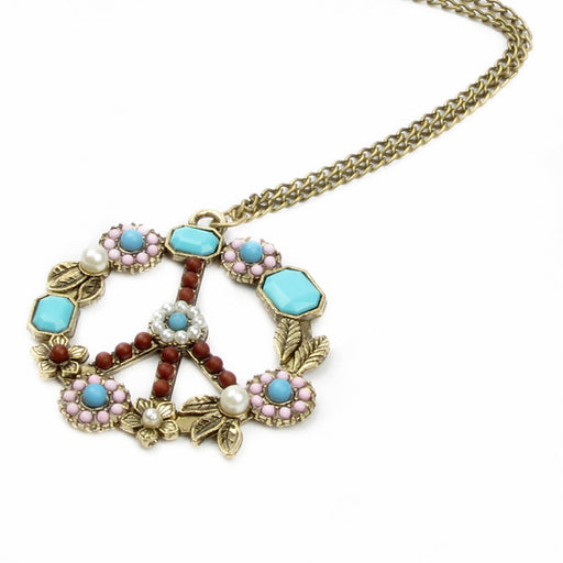 Jewelry WholesaleWholesale Retro Mosaic Heping Mark Necklace JDC-NE-LA002 Necklaces 蓝昂 %variant_option1% %variant_option2% %variant_option3%  Factory Price JoyasDeChina Joyas De China