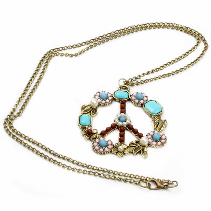 Wholesale Retro Mosaic Heping Mark Necklace JDC-NE-LA002