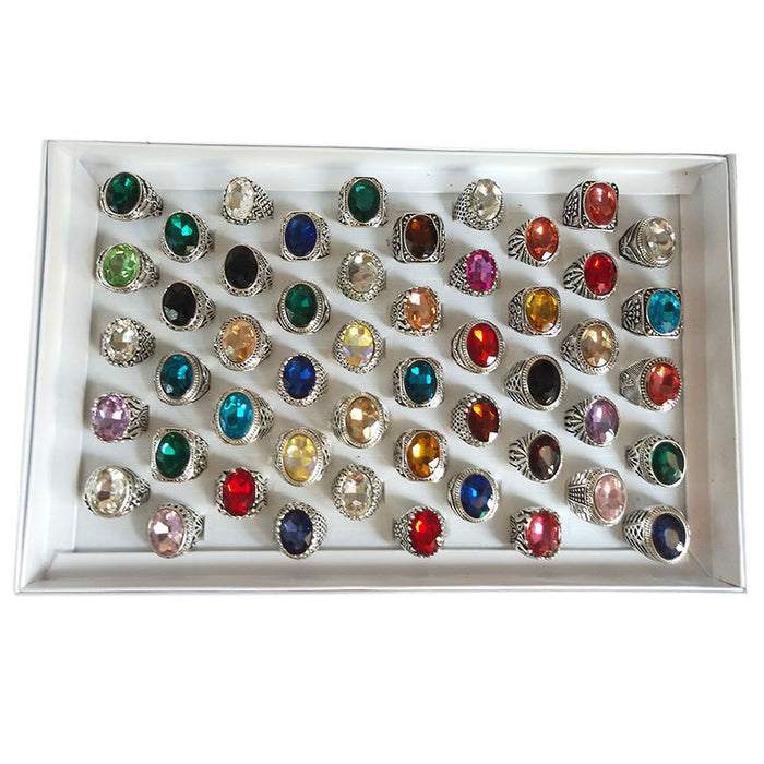 Wholesale Random Glass Crystal Gemstone Alloy Ring JDC-RS-KuaH011