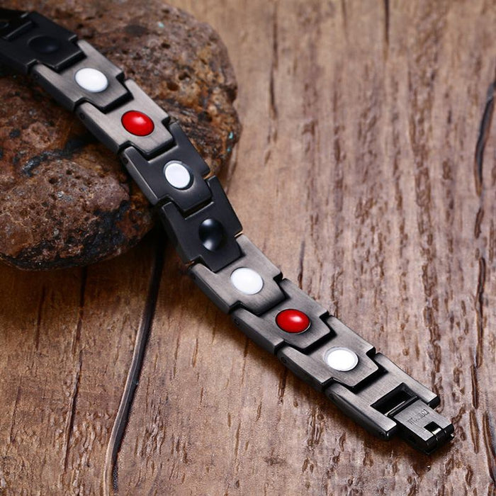 Wholesale Alloy Double Row Magnet Bracelet Black Men's Bracelet JDC-BT-PuH002