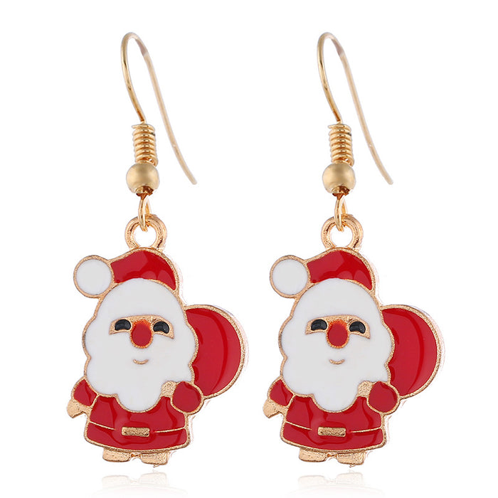 Wholesale Earrings Alloy Enamel Christmas Santa Claus Necklace Bracelet Jewelry Set JDC-ES-MDD068