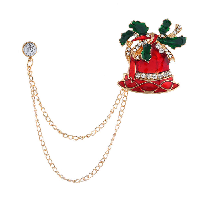 Wholesale Brooch Alloy Christmas Diamond Bells Double Layer Chain JDC-BC-MDD010