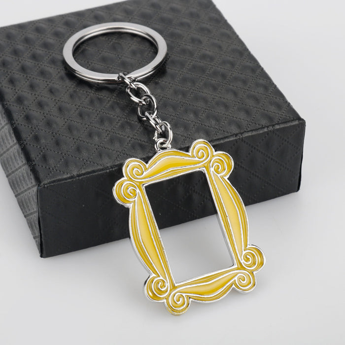 Wholesale Friends Keychain Yellow Commemorative Photo Frame Pendant JDC-KC-GSAJ015