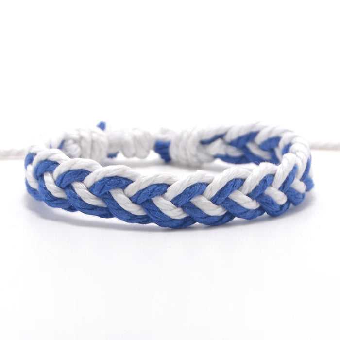 Wholesale Hand Woven Cotton Linen Chevron Bracelet MOQ≥2 JDC-BT-QianY003