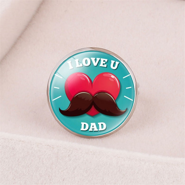 Wholesale Father's Day Best Super Dad I love PAPI Time Gemstone Glass Ring JDC-RS-NingX002