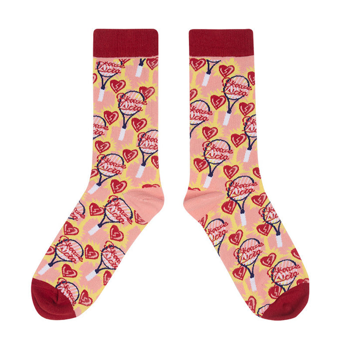 Wholesale Socks Cotton Illustration Plaid Cartoon Cute MOQ≥3 JDC-SK-XunaH002