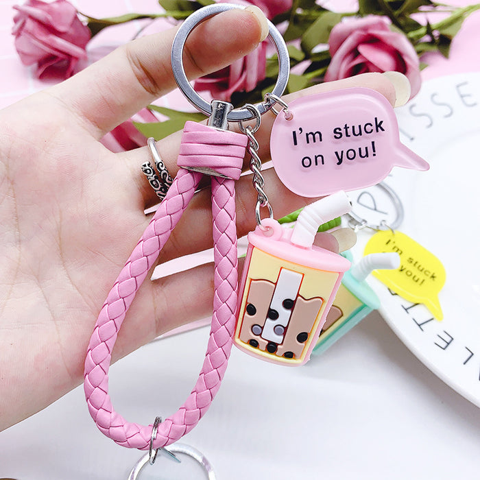 Wholesale Milk Tea Coffee Silicone Keychain JDC-KC-ZeLu001