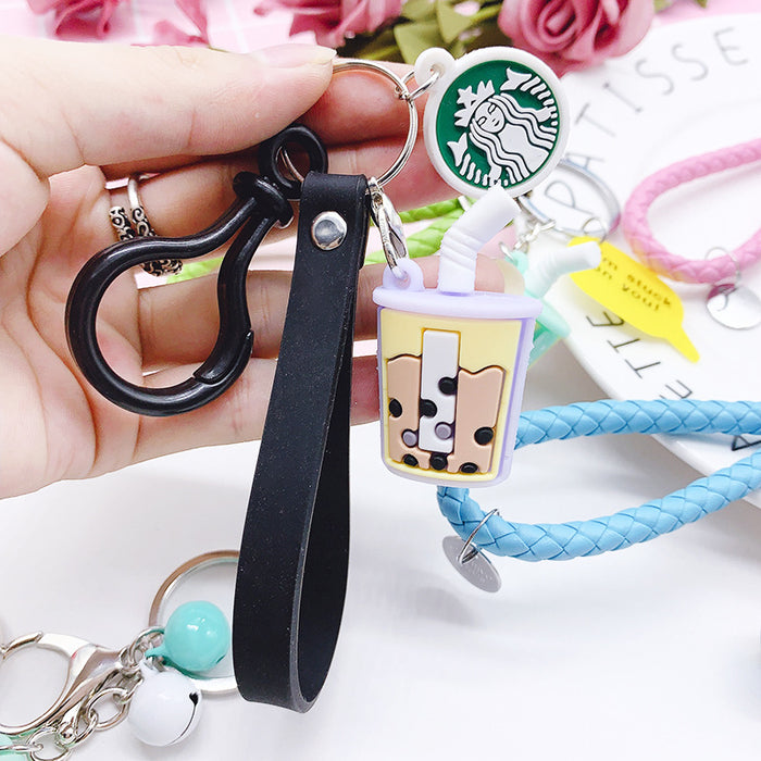 Wholesale Milk Tea Coffee Silicone Keychain JDC-KC-ZeLu001