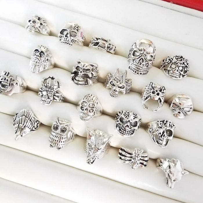 Wholesale skull shape ring trinket retro fashion MOQ≥2 JDC-RS-KuaH012