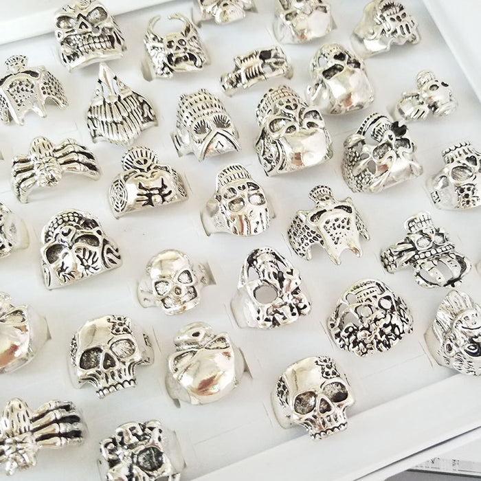 Wholesale skull shape ring trinket retro fashion MOQ≥2 JDC-RS-KuaH012