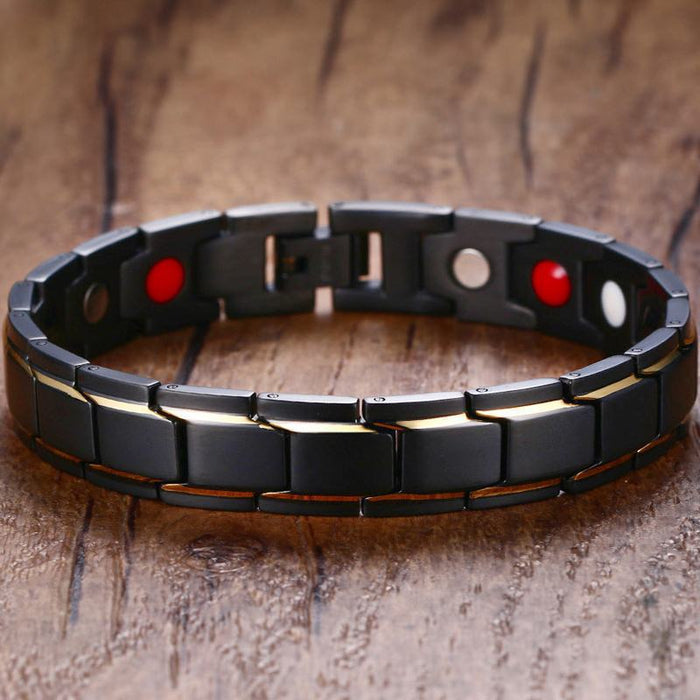 Wholesale Alloy Double Row Magnet Bracelet Black Men's Bracelet JDC-BT-PuH002