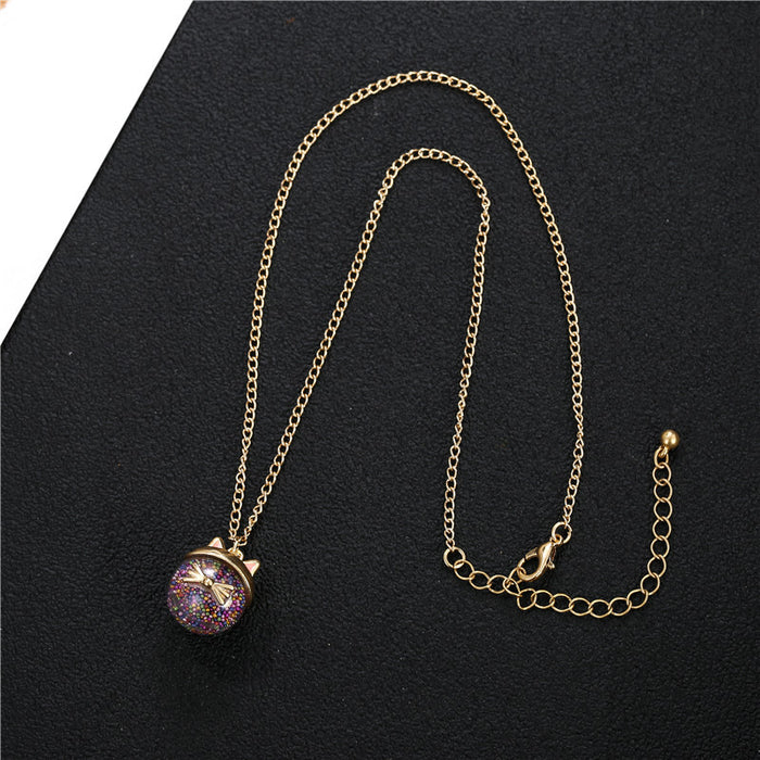 Wholesale Necklace Crystal Cute cat pendant Choker necklace MOQ≥2 JDC-NE-ZhuJ013