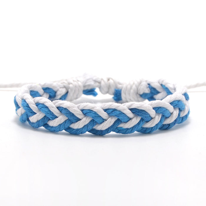 Wholesale Hand Woven Cotton Linen Chevron Bracelet MOQ≥2 JDC-BT-QianY003