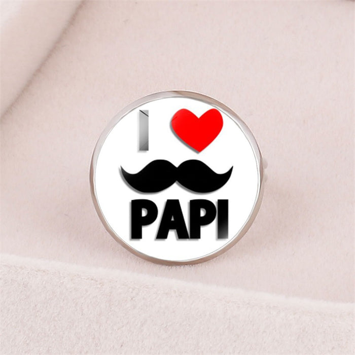 Wholesale Father's Day Best Super Dad I love PAPI Time Gemstone Glass Ring JDC-RS-NingX002