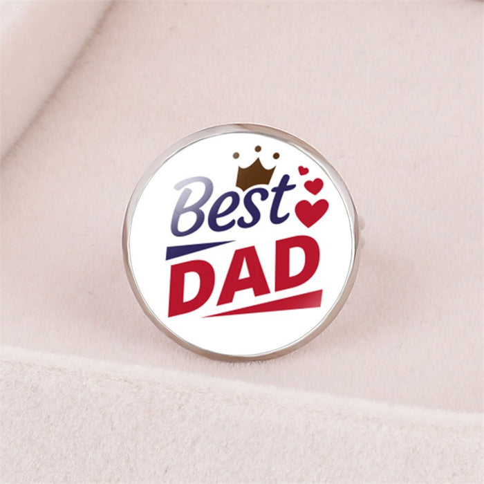 Jewelry WholesaleWholesale Father's Day Best Super Dad I love PAPI Time Gemstone Glass Ring JDC-RS-NingX002 Rings 柠祥 %variant_option1% %variant_option2% %variant_option3%  Factory Price JoyasDeChina Joyas De China