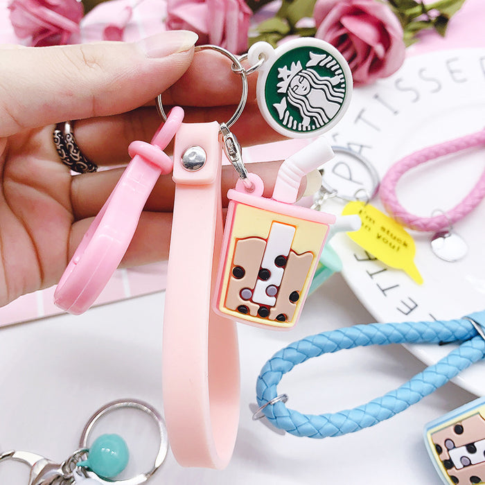 Wholesale Milk Tea Coffee Silicone Keychain JDC-KC-ZeLu001