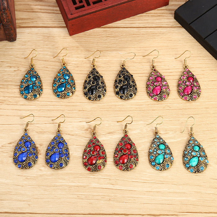 Jewelry WholesaleWholesale water drop gemstones set with diamonds ethnic wind earrings JDC-ES-daiq024 Earrings 黛茜 %variant_option1% %variant_option2% %variant_option3%  Factory Price JoyasDeChina Joyas De China