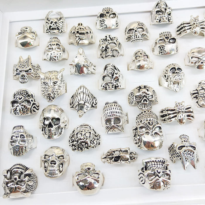 Wholesale skull shape ring trinket retro fashion MOQ≥2 JDC-RS-KuaH012