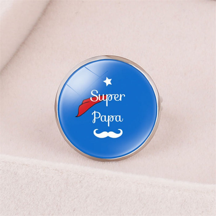 Wholesale Father's Day Best Super Dad I love PAPI Time Gemstone Glass Ring JDC-RS-NingX002