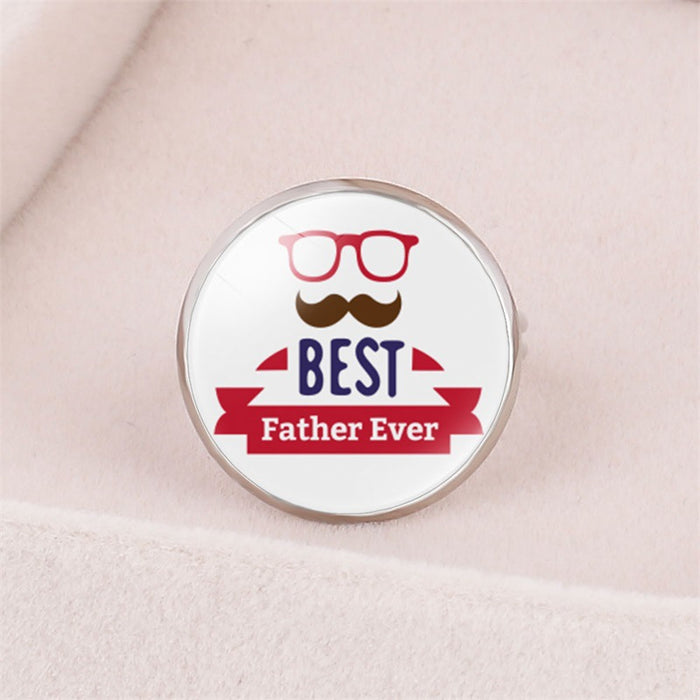 Wholesale Father's Day Best Super Dad I love PAPI Time Gemstone Glass Ring JDC-RS-NingX002