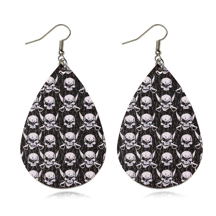 Wholesale Skull Witch Leather Earrings MOQ≥2 JDC-ES-Zhongn013