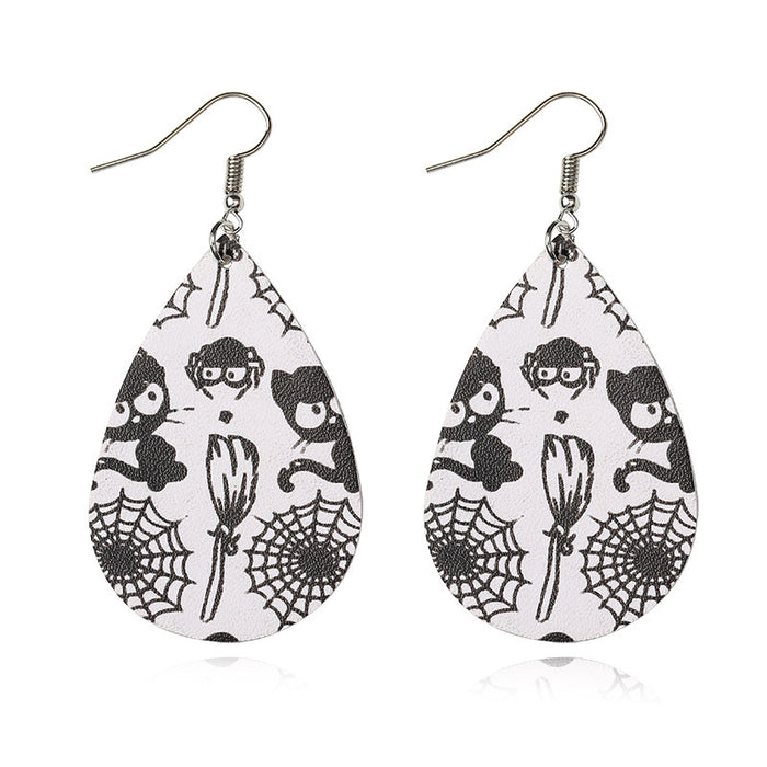 Wholesale Skull Witch Leather Earrings MOQ≥2 JDC-ES-Zhongn013