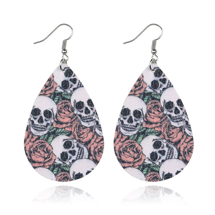 Wholesale Skull Witch Leather Earrings MOQ≥2 JDC-ES-Zhongn013