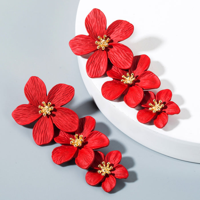 Jewelry WholesaleWholesale Multilayer Flower Alloy Painted Stud Earrings JDC-ES-Hemin005 Earrings 和鸣 %variant_option1% %variant_option2% %variant_option3%  Factory Price JoyasDeChina Joyas De China