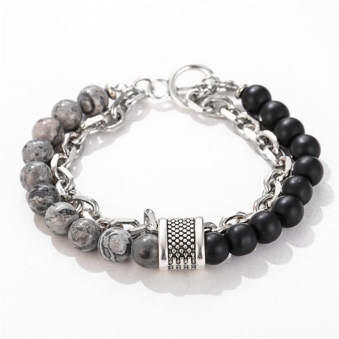 Wholesale Frosted Stone Chain Men's Bracelet JDC-BT-ZhuJ019