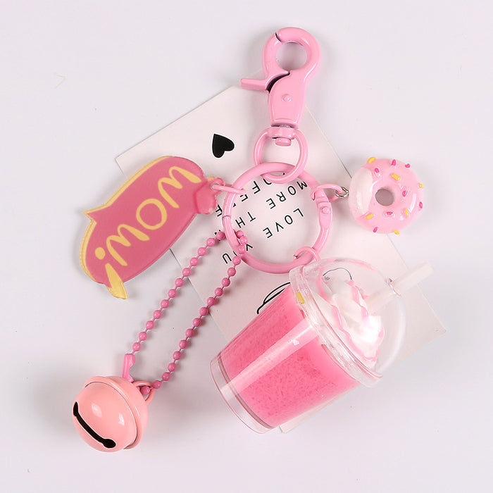 Wholesale Resin Pearl Milk Tea Cup Keychain MOQ≥2 JDC-KC-YiHan015