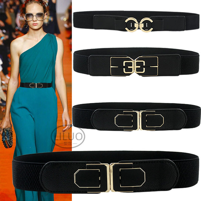 Wholesale Woven fabric Black Stretch Slim Belt Belt for Women JDC-WB-JLL001