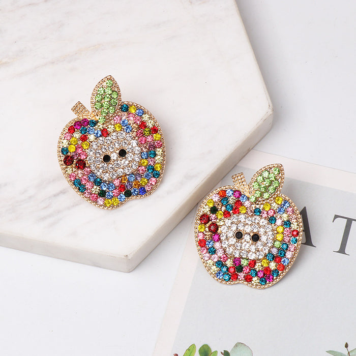 Wholesale fruit apple earrings with diamond personality JDC-ES-jj401