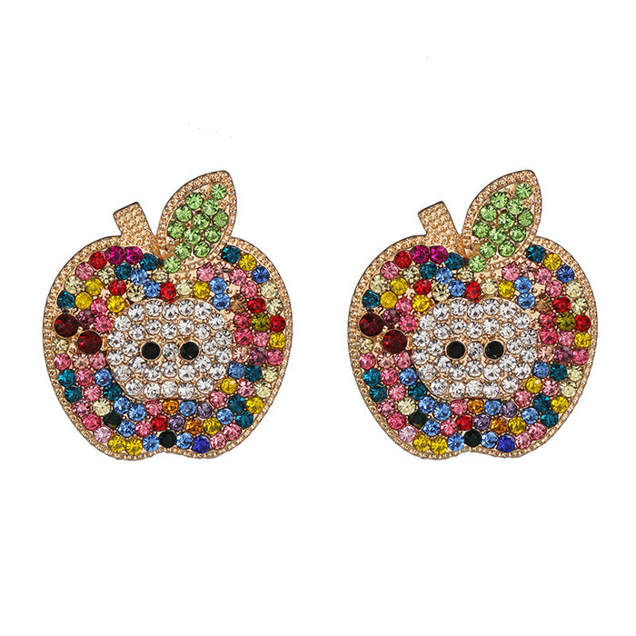 Wholesale fruit apple earrings with diamond personality JDC-ES-jj401