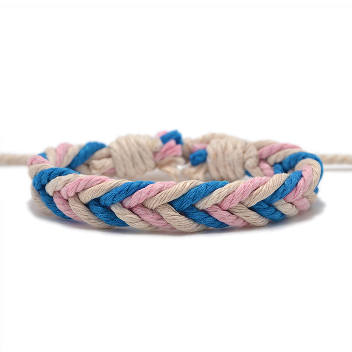 Wholesale Hand Woven Cotton Linen Chevron Bracelet MOQ≥2 JDC-BT-QianY002