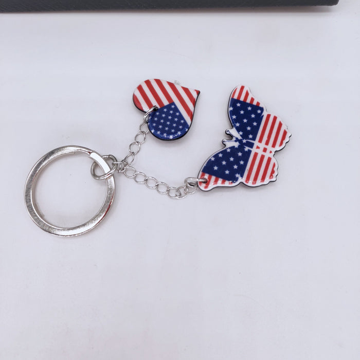 Wholesale 4th of July American Flag Acrylic Independence Day Keychain MOQ≥2 JDC-KC-DanS001