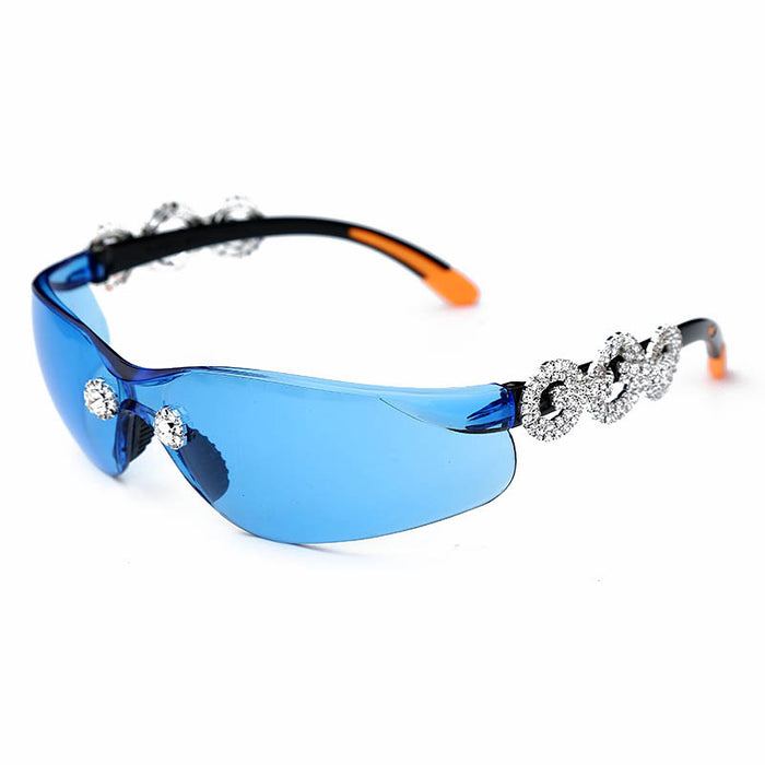 Wholesale Sunglasses PC Frameless Crystal Rhinestone One Piece JDC-SG-GuY005