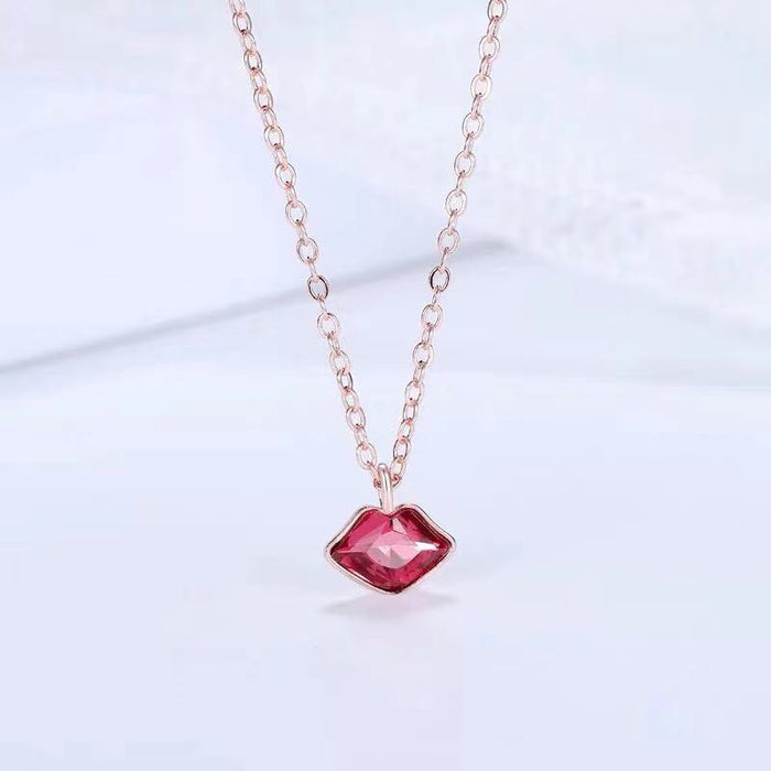 Jewelry WholesaleWholesale Red Lips Zircon Alloy Necklace JDC-NE-NS002 Necklaces 尼森 %variant_option1% %variant_option2% %variant_option3%  Factory Price JoyasDeChina Joyas De China