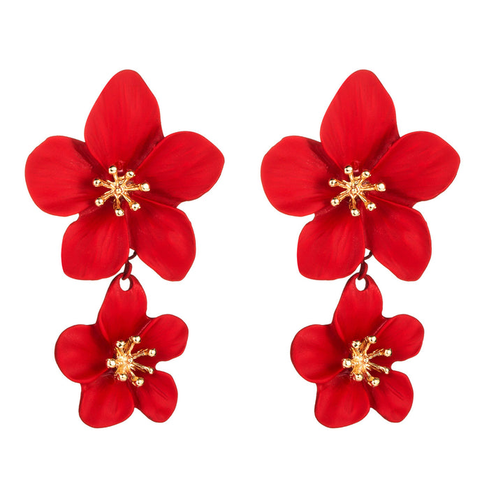 Jewelry WholesaleWholesale flower double layer long green alloy earrings JDC-ES-HEM002 Earrings 和鸣 %variant_option1% %variant_option2% %variant_option3%  Factory Price JoyasDeChina Joyas De China